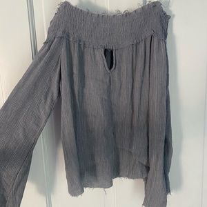 vintage havana off the shoulder blouse blue/grey size M